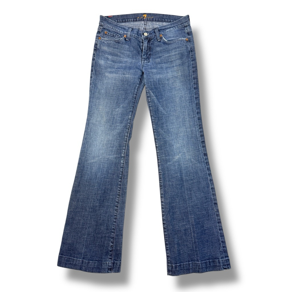 7 For All Mankind Dojo Flare Jeans Womens Size 29 Medium Blue Wash USA